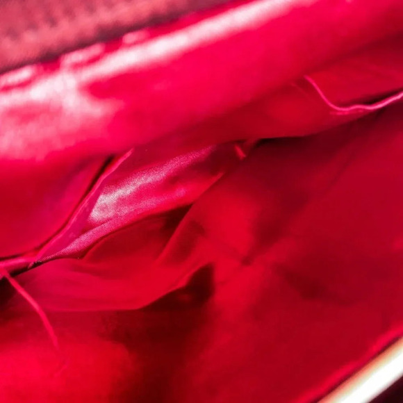 Vintage Red Silk Floral Motif  Beaded Unique Top Handle Bag - Picture 10 of 10